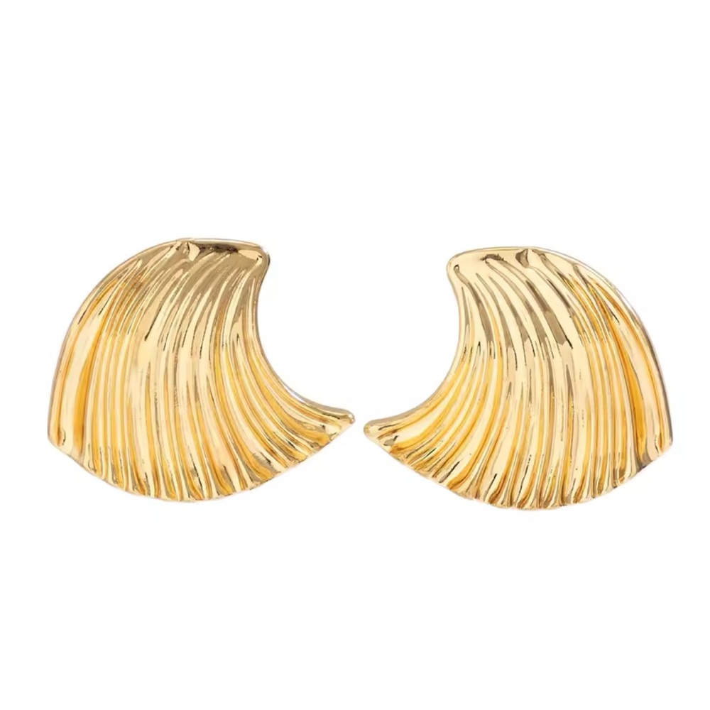 18K Gold Plated Statement Earrings*Chunky Minimalist Chic Modern Vintage*LW